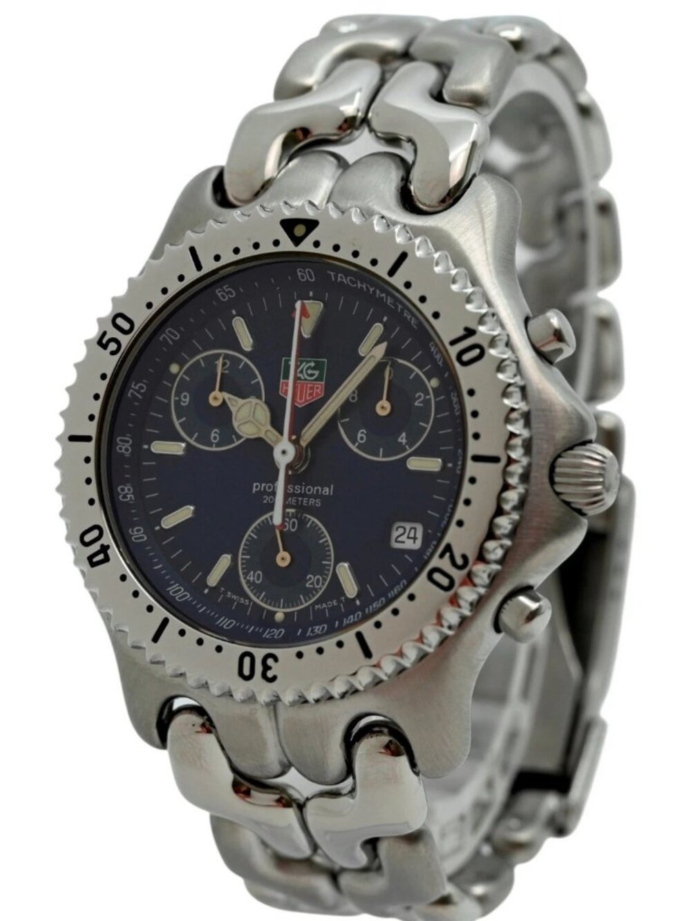 Tag Heuer 38mm Men's SEL Professional 200M Chronograph Blue Dial Watch CG1114!